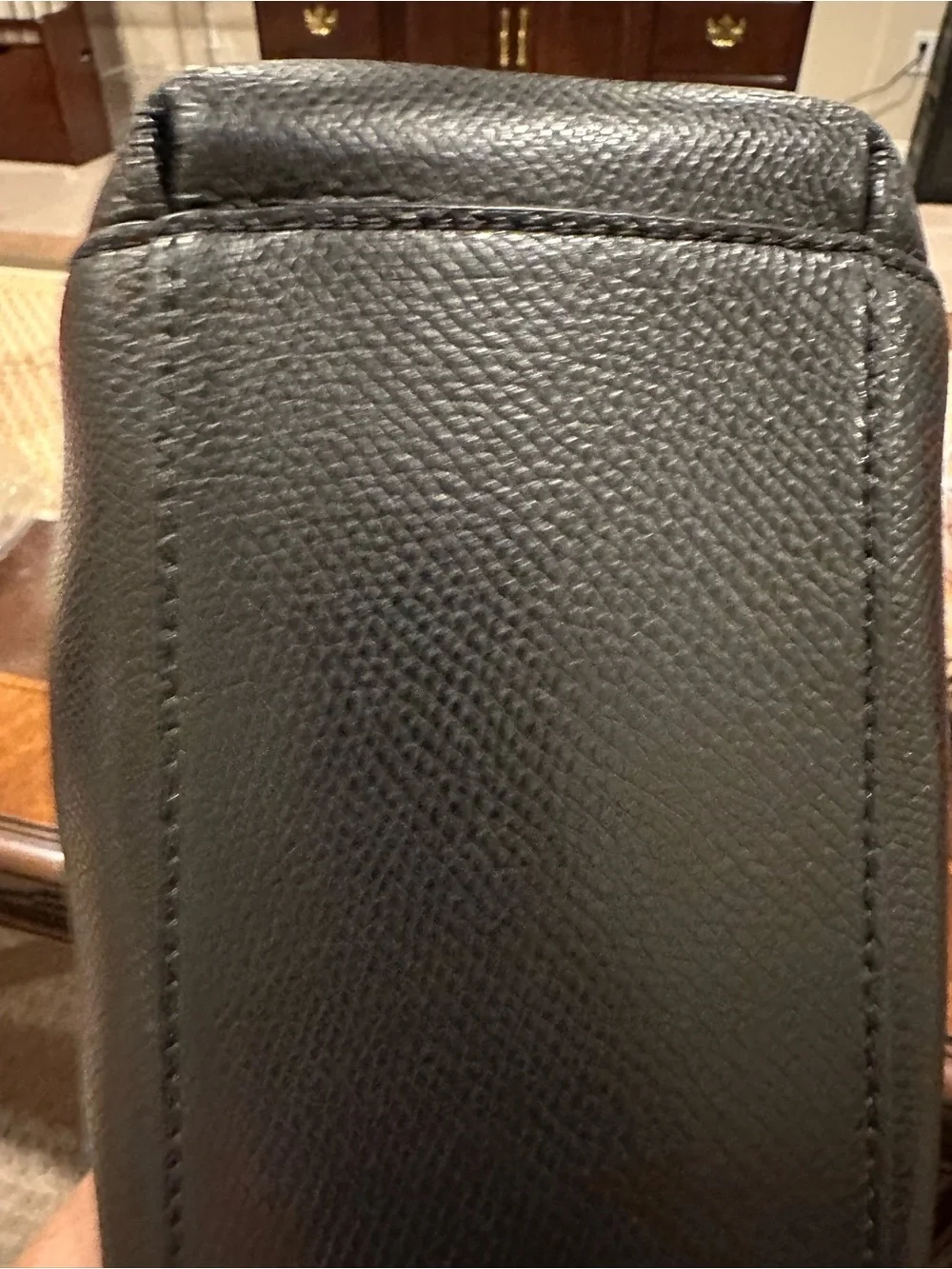 Coach Christie CarryAll Handbag in Black Pebble Grain Leather Double Zip Top EUC